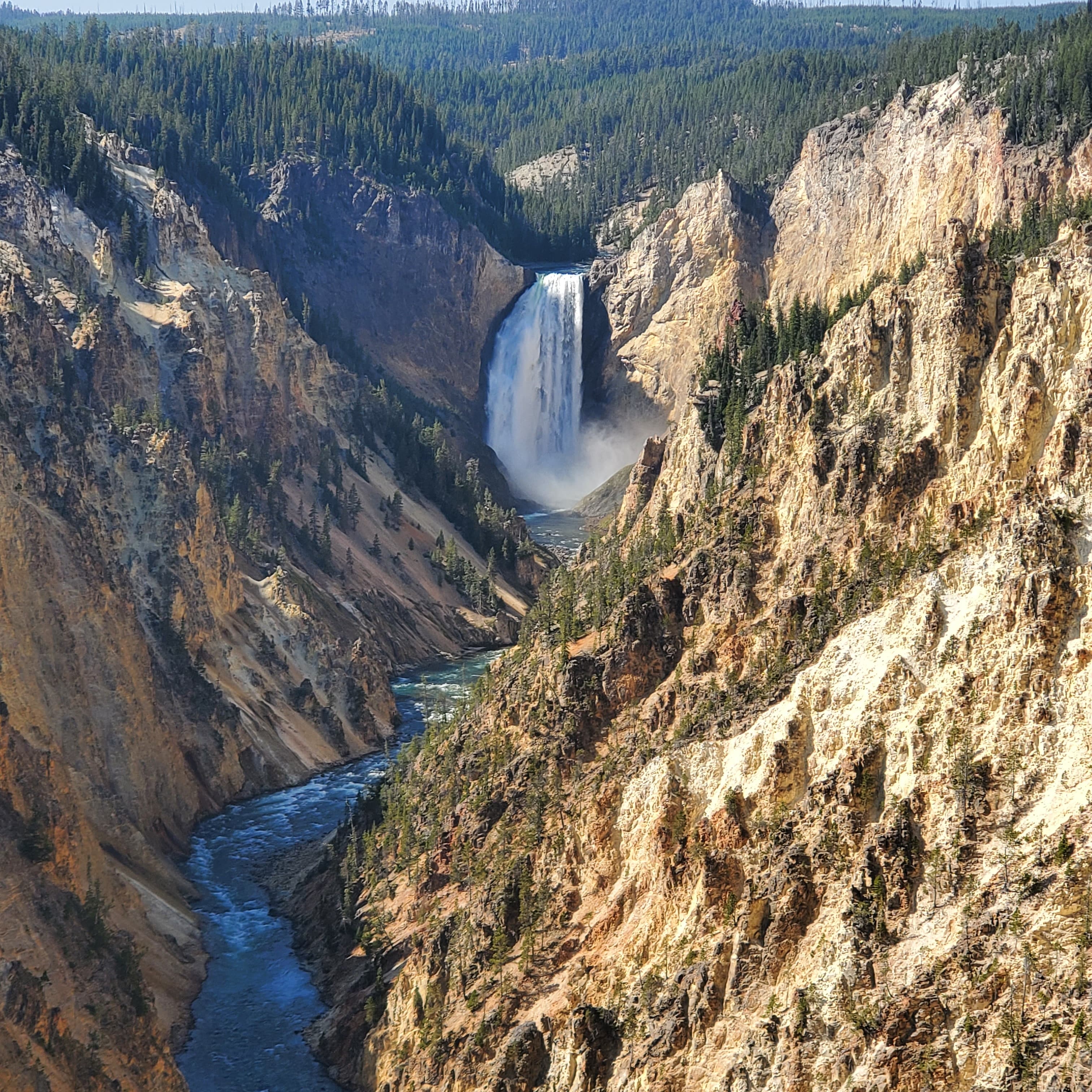 Water running between the mountain