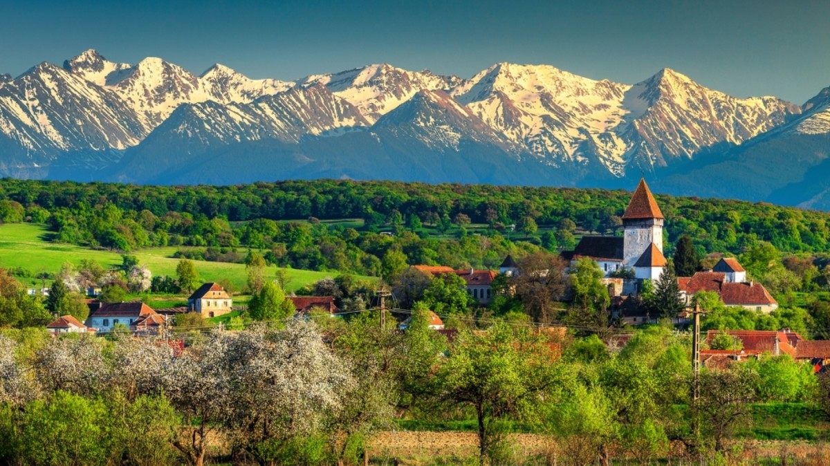 Romania landscape with beautiful mountains and lush greenery.