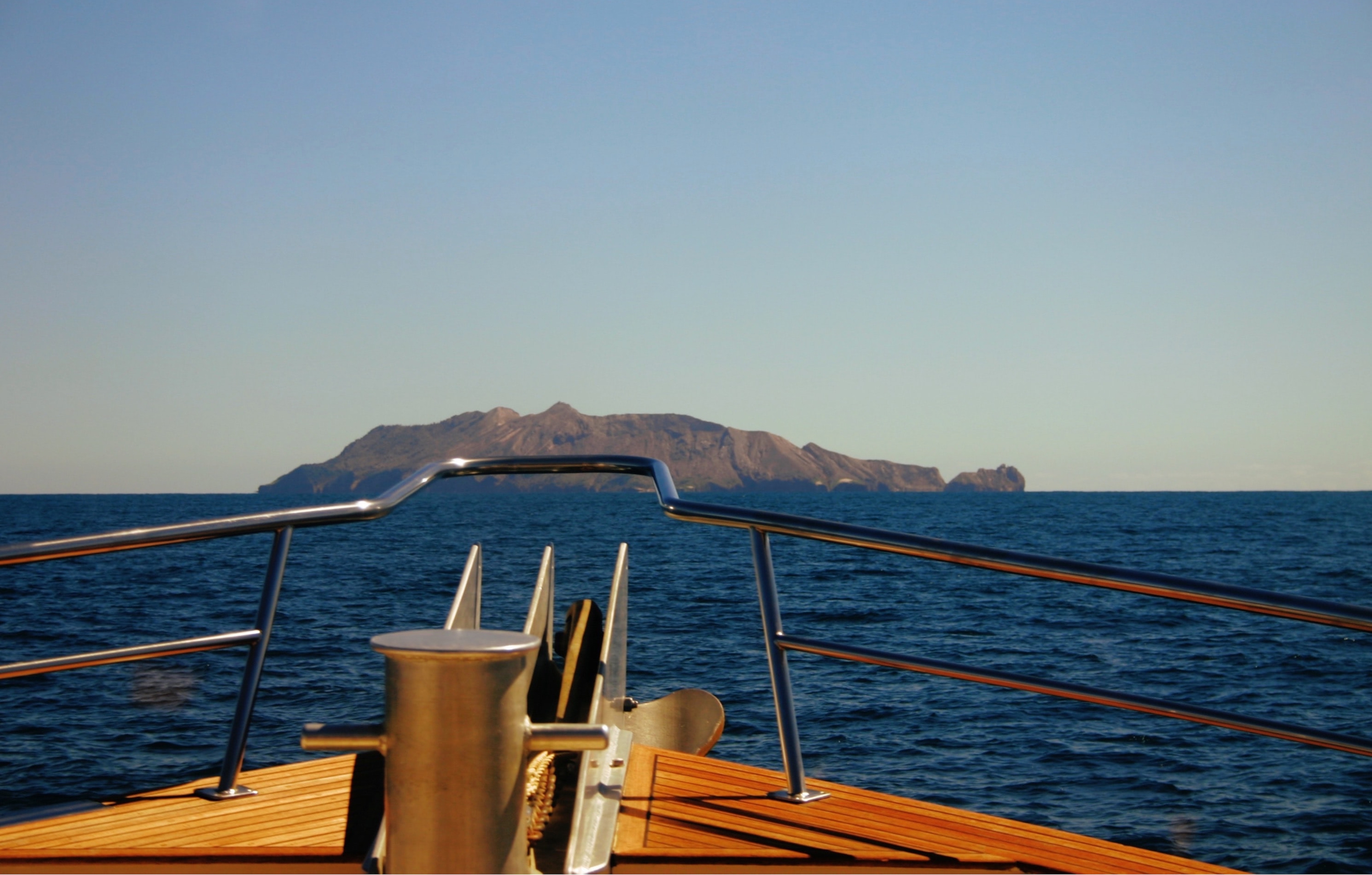 ship bow overlooking a deep blue sea