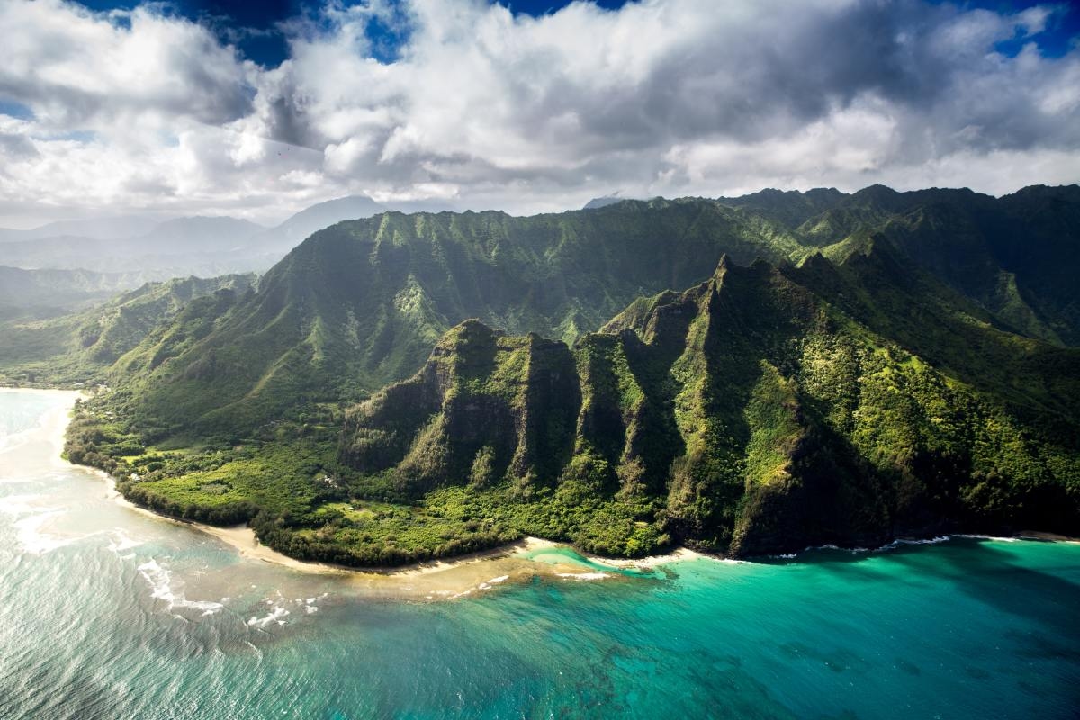 Lush green mountains on Kauai, Hawaii's most natural island.