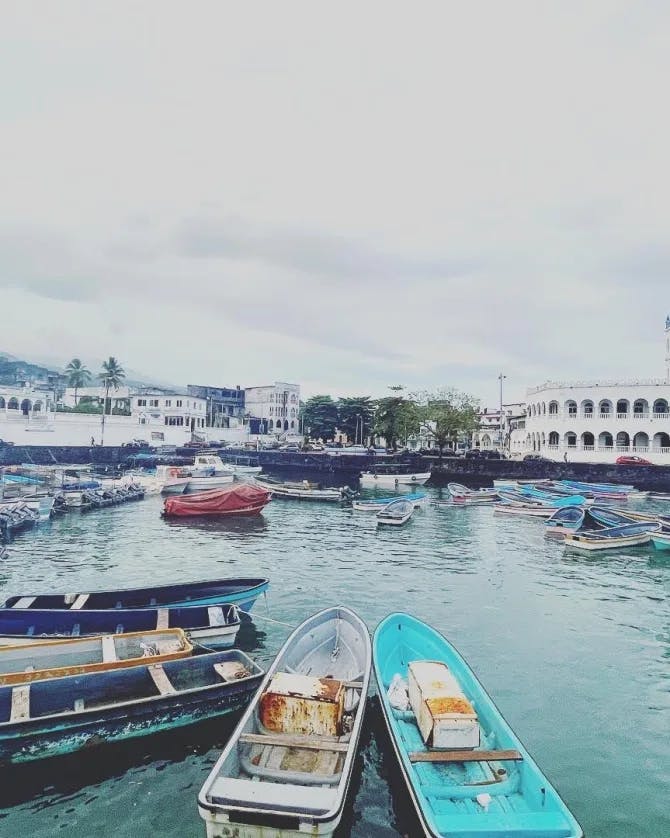 Boats parked in water