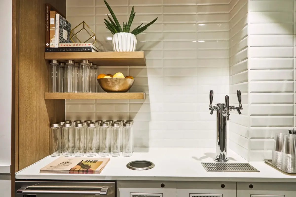 A chic kitchenette with a beer tap