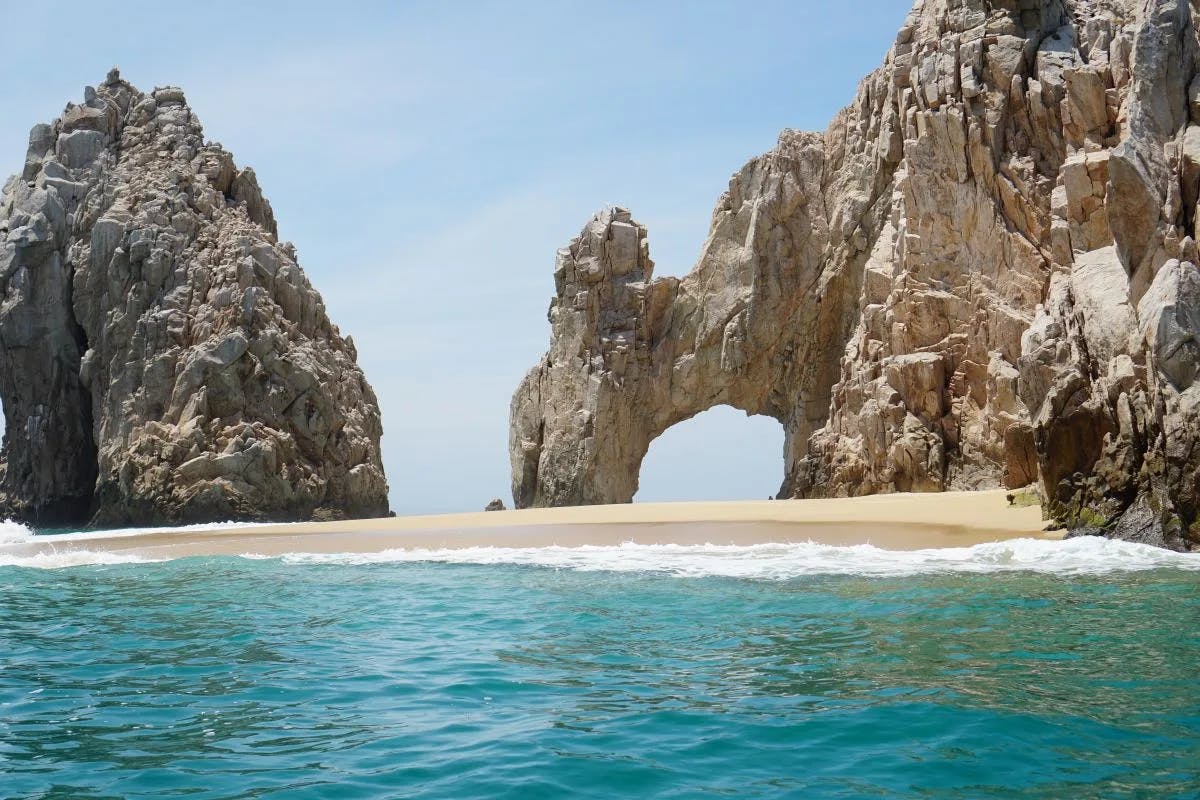 Rock formation in the sea near a beach