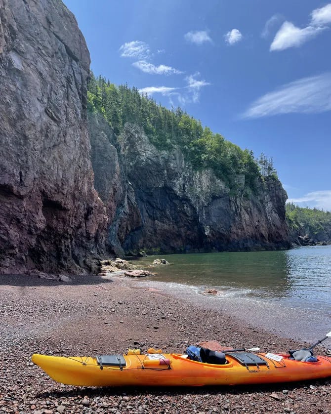 A kayak on the sea shore