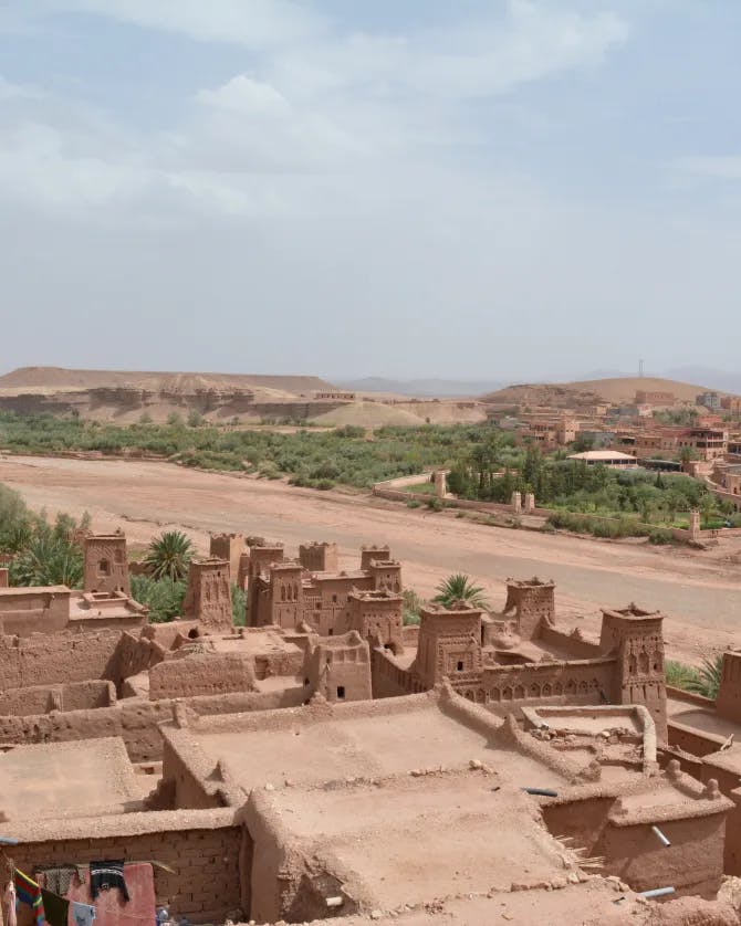 Red brick houses in Morocco