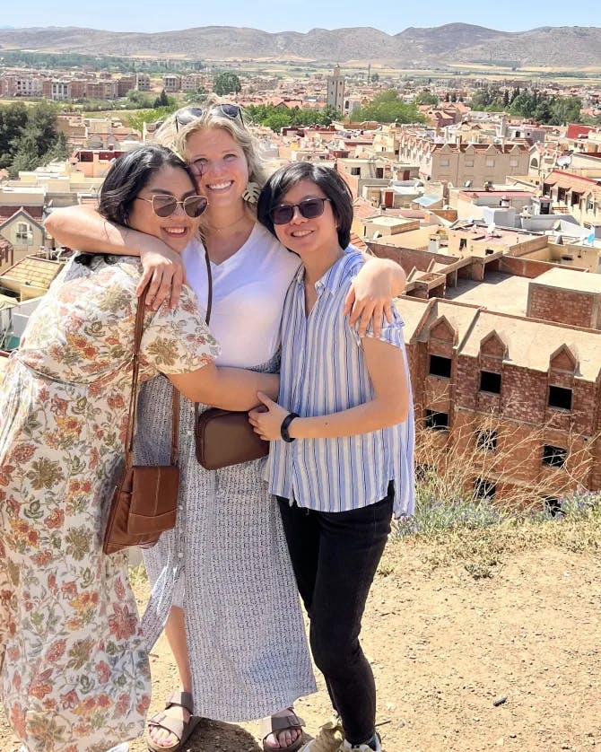 Picture of Maddie with friends at Atlast mountain near Fez Morocco