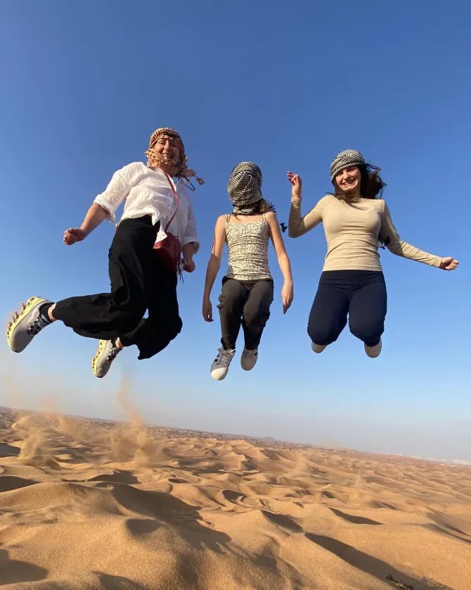 Having fun during Dubai desert safari tour