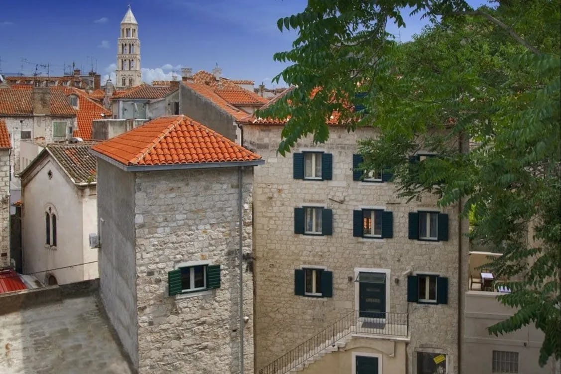 charming stone buildings with orange roofs in Split Croatia