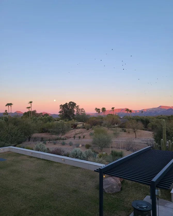table sunset view desert