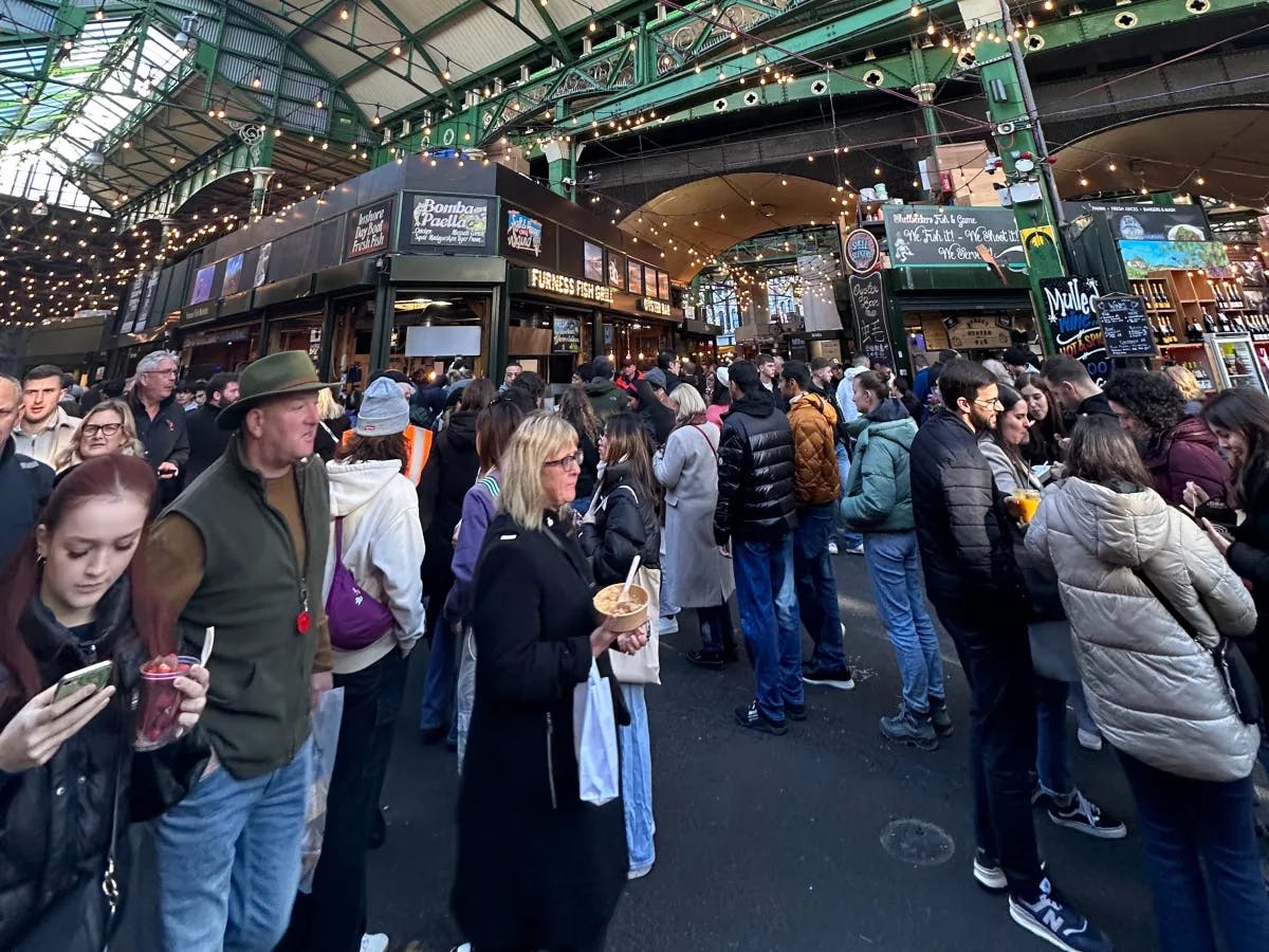 Alot of people in the Borough Market