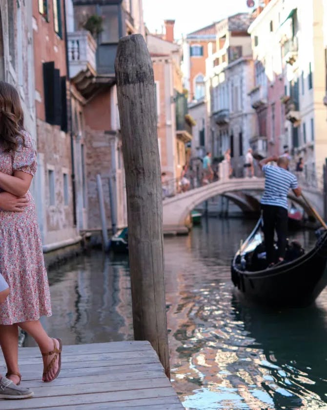 Couple posing on the canal side