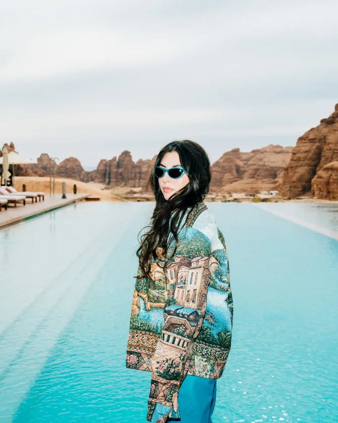 Picture of Gabrielle near pool at Our Habitas AlUla hotel