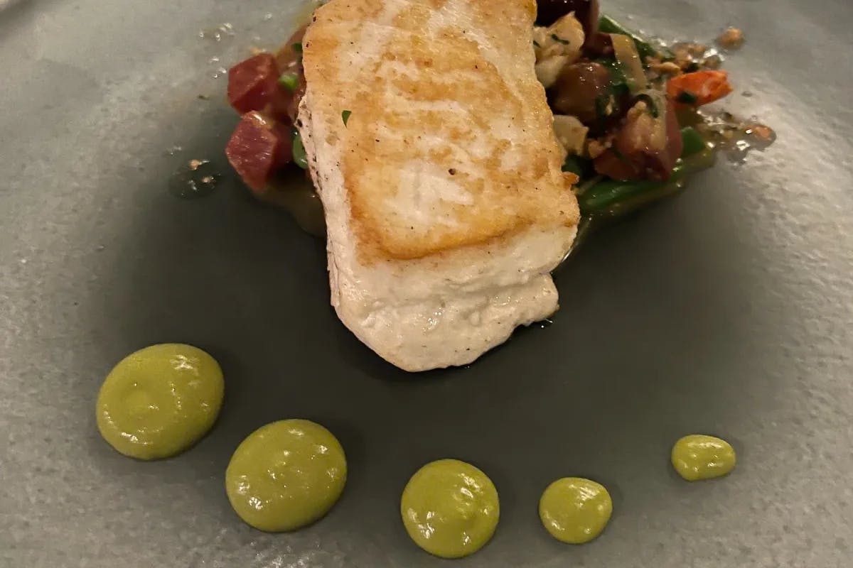 A picture of food served on a plate.