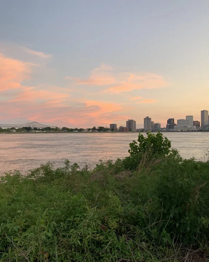 sunset by the river