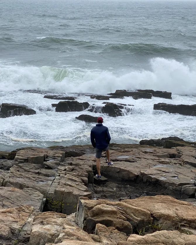 Waves crashing on a rocky shore