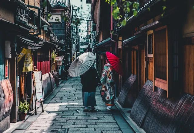 Ladies walking on the street while holding umbrellas