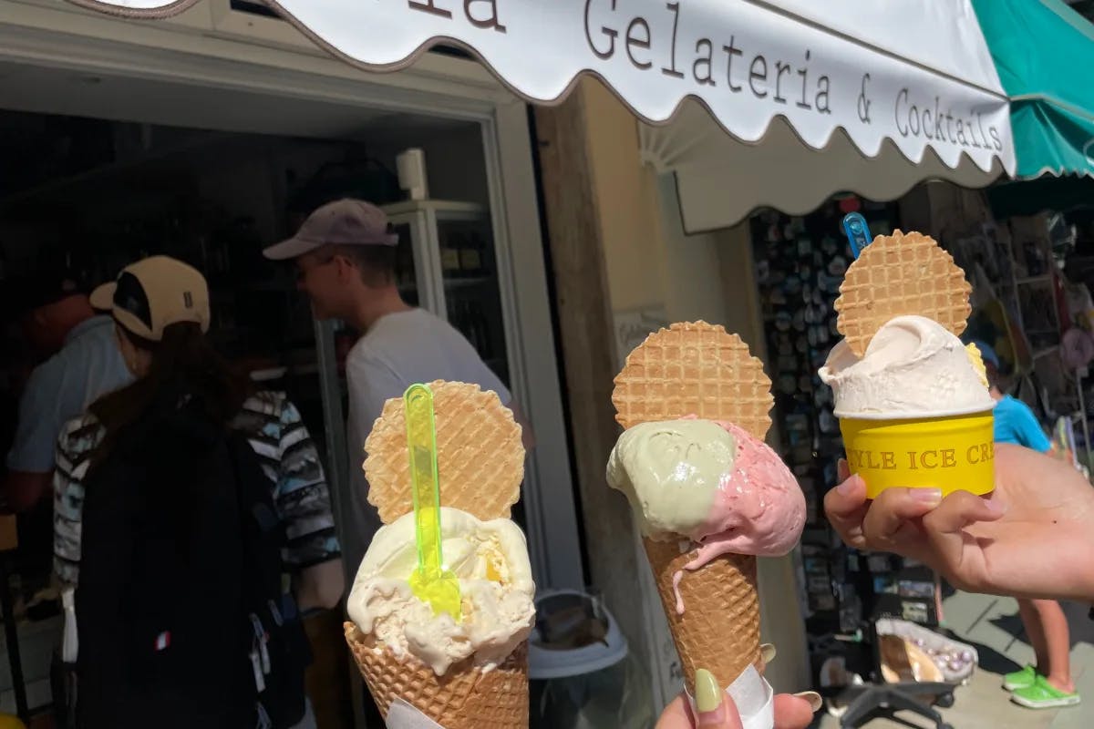 Eating Gelato is a very good experience in Cinque Terre.