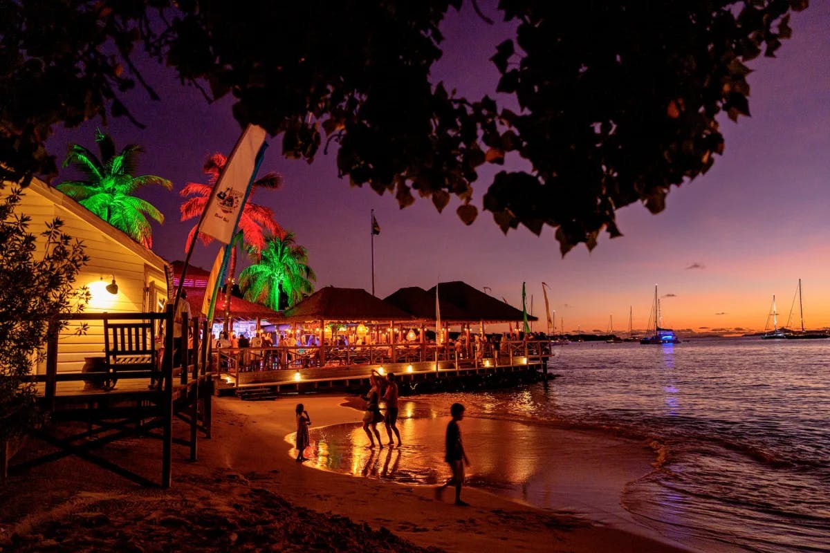 Basil's Bar (Mustique) is glowing in the evening.