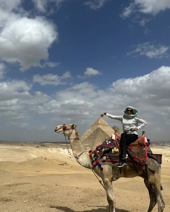 Camel ride in desert