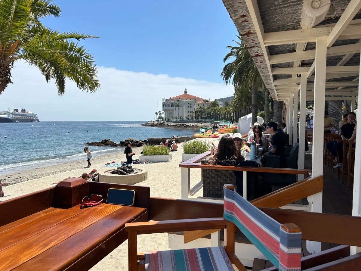 A beachside dining area outdoors