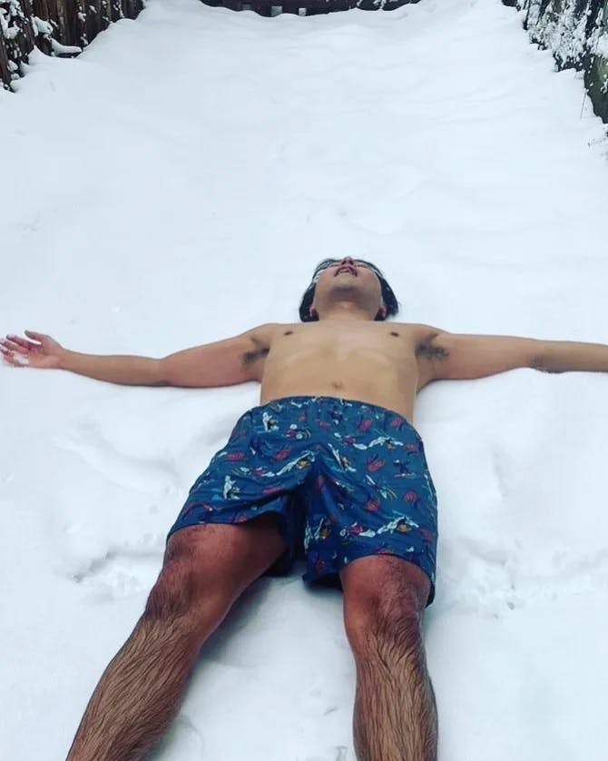 Laying down in snow