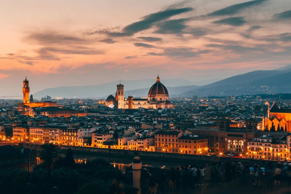 Skyline of Florence at night. 