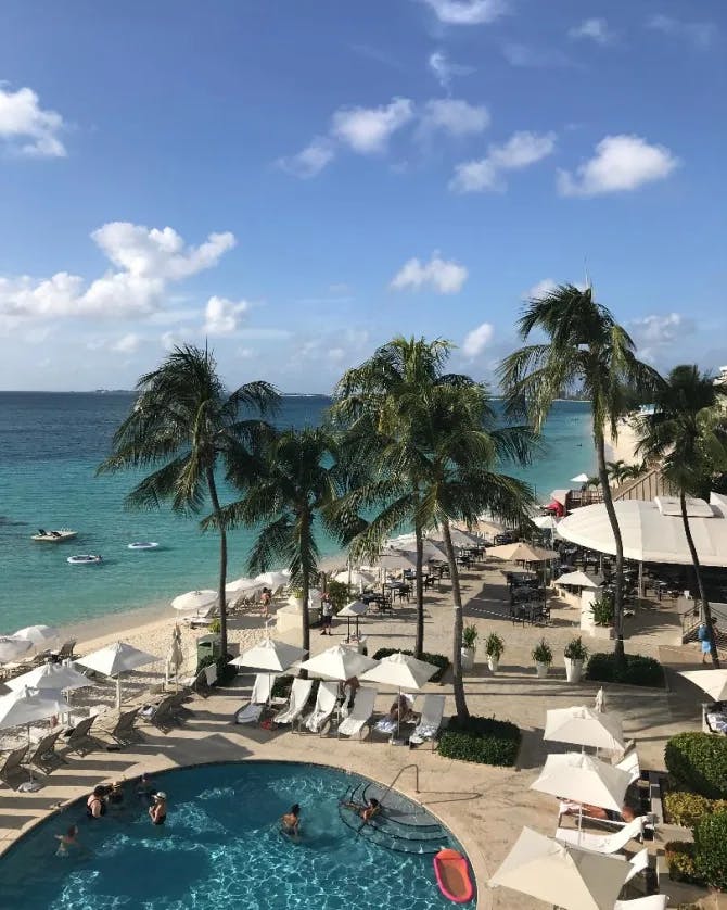 Hotel view with Blue water