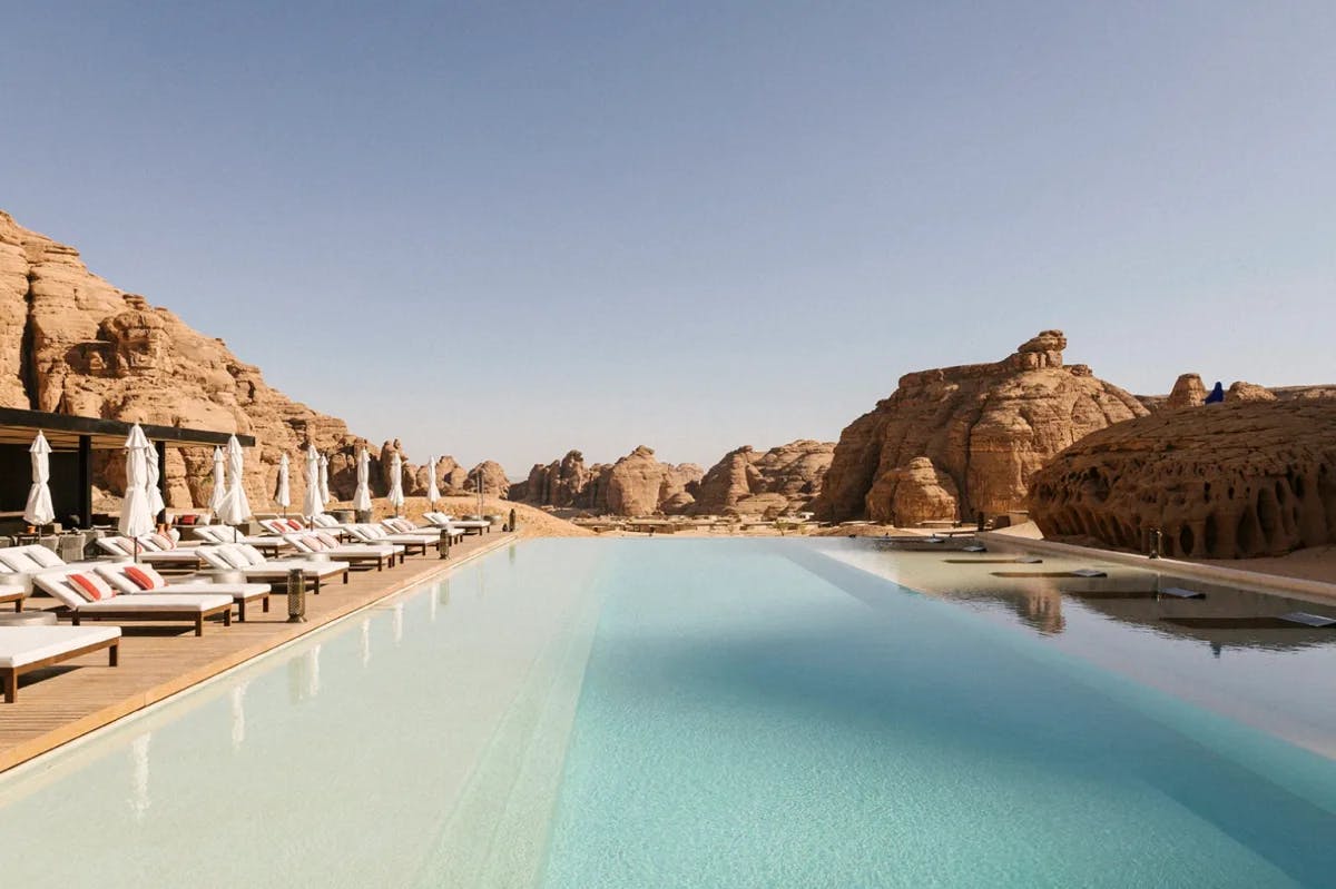 Aerial view of the pool and people enjoying.