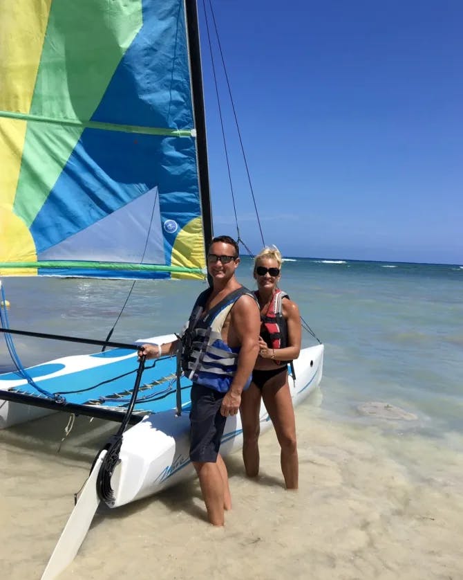 Couple posing on the beach