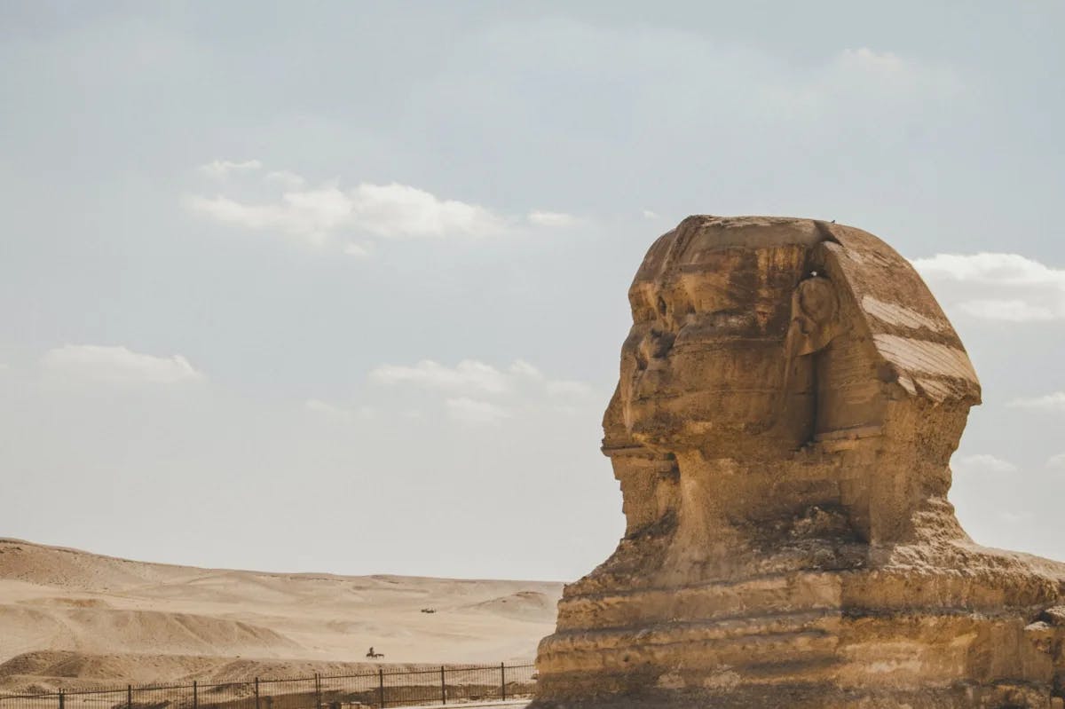 Great Sphinx of Giza from the side in the desert