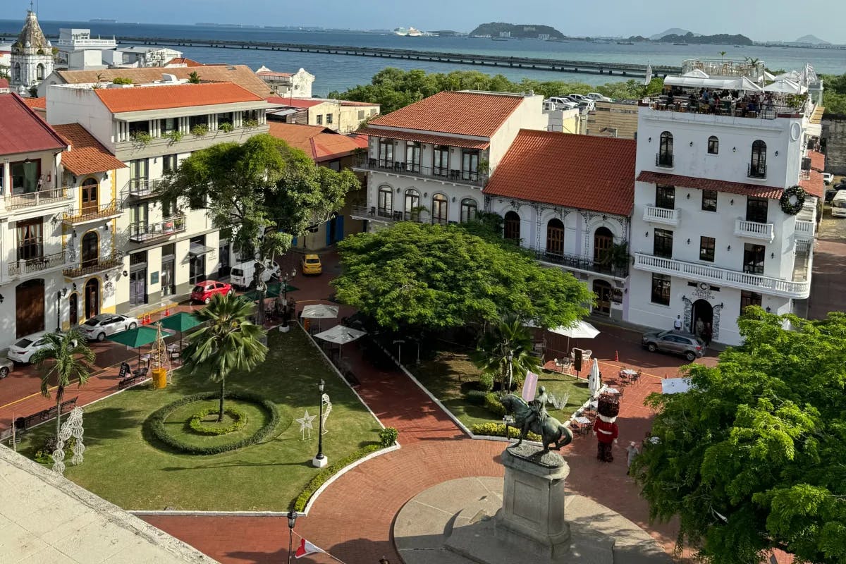 View of the American Trade Hotel facade.