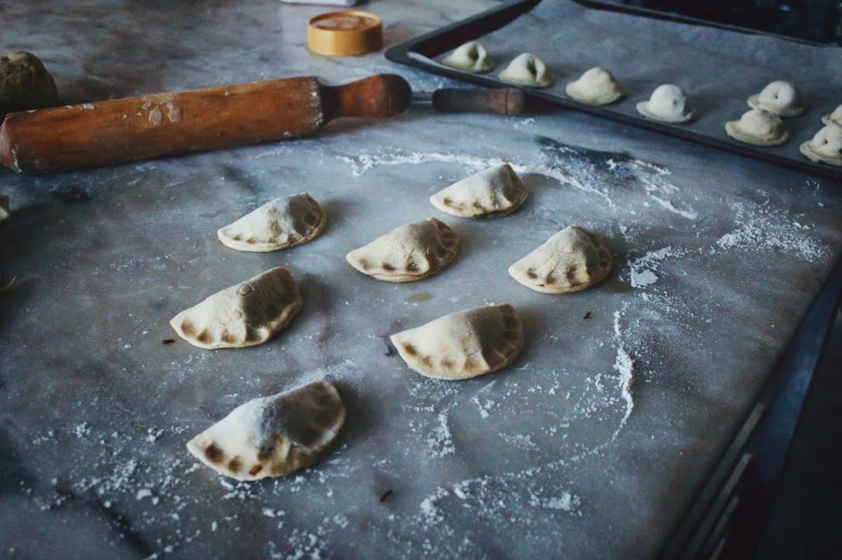 Pastry dough on counter.