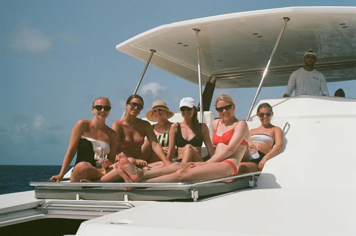 A group of women on a yacht.