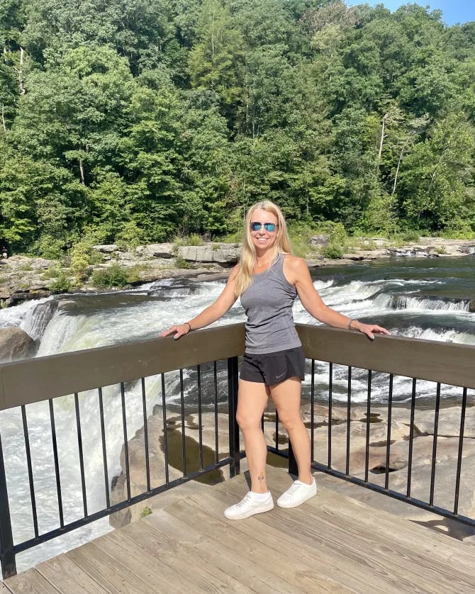 Picture of Marci near waterfall