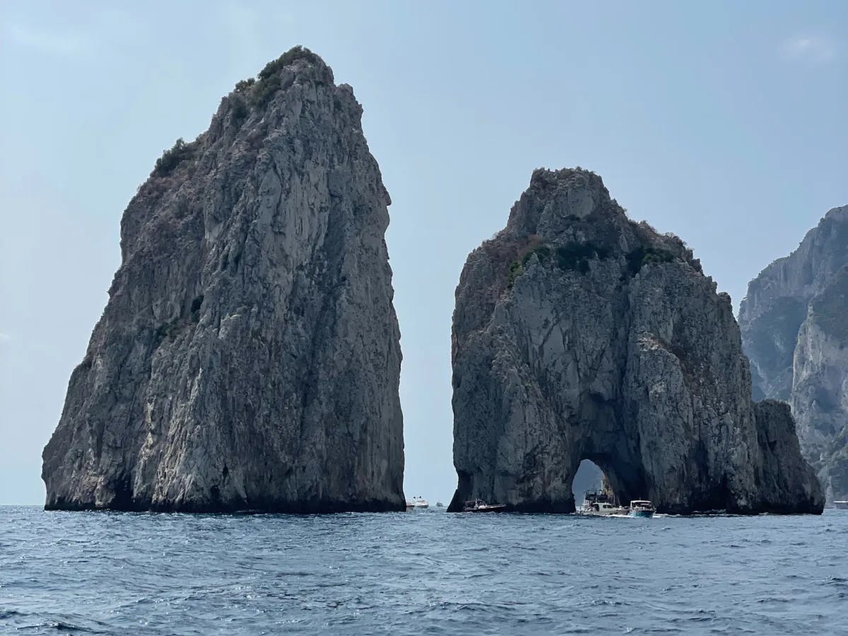 Big rock formations in the sea.