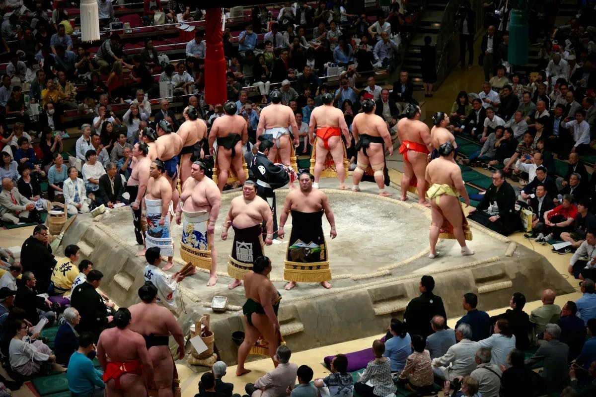 A sumo wrestling tournament in an arena