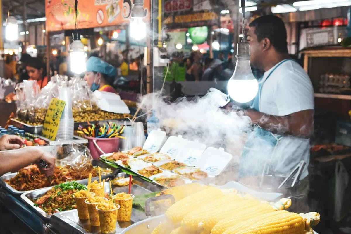 Street food are frequented by tourists in Thailand.