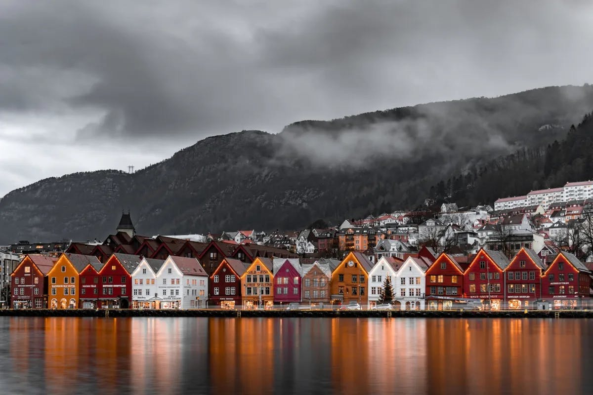 Panoramic city view of Bergen