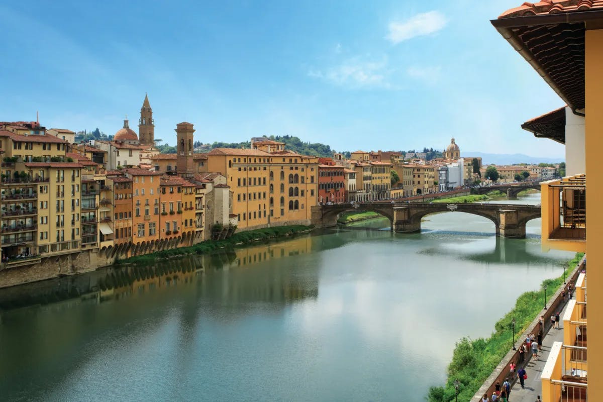 City river with buildings on side. 