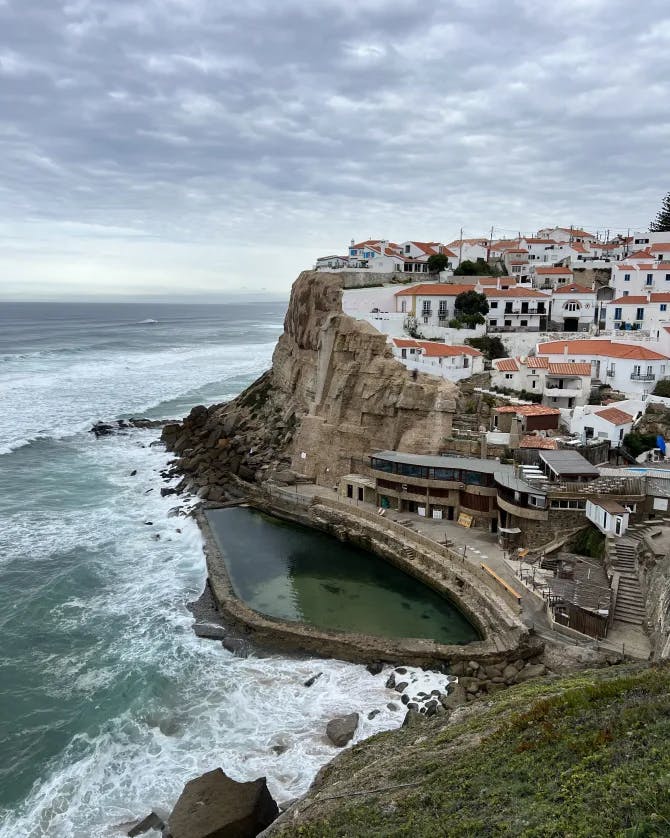 Breathtaking view of Azenhas do Mar Village near North Atlantic Ocean