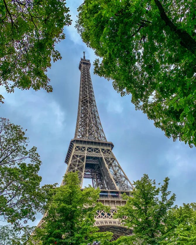 A view of Eiffel Tower from bottom. 