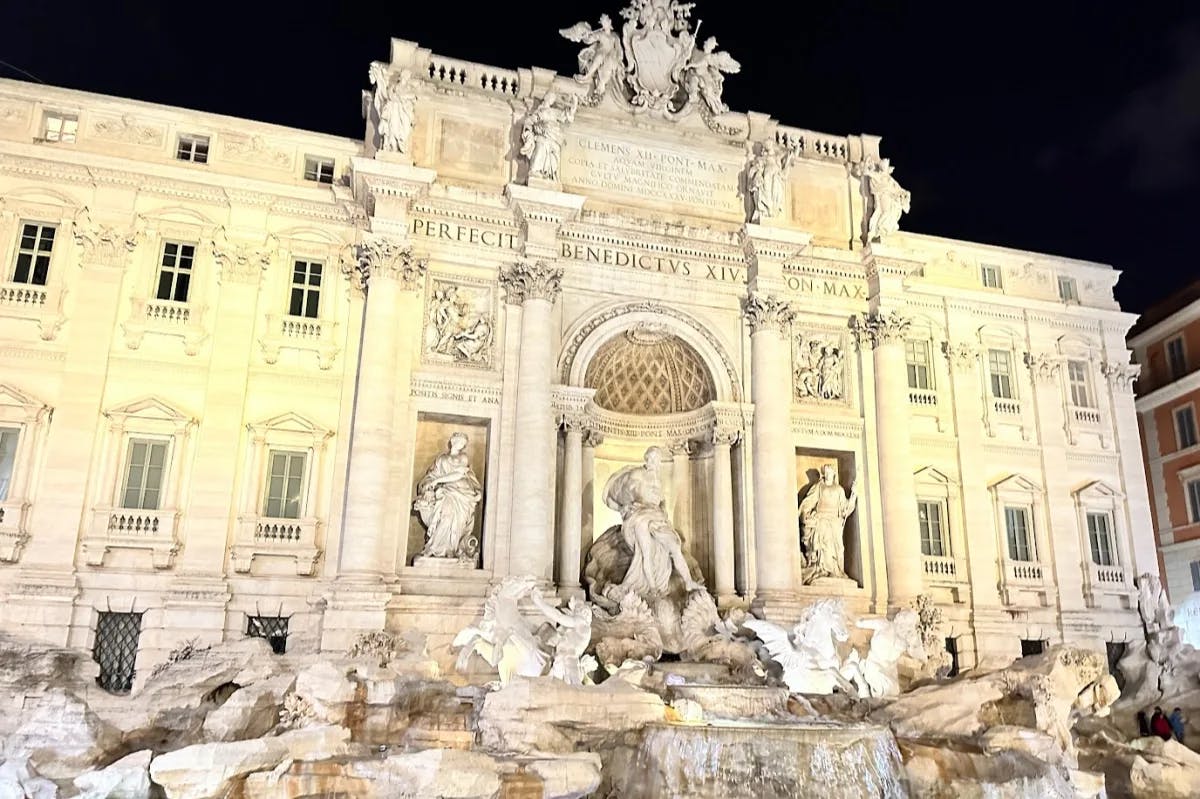 The Fontana di Trevi at night.