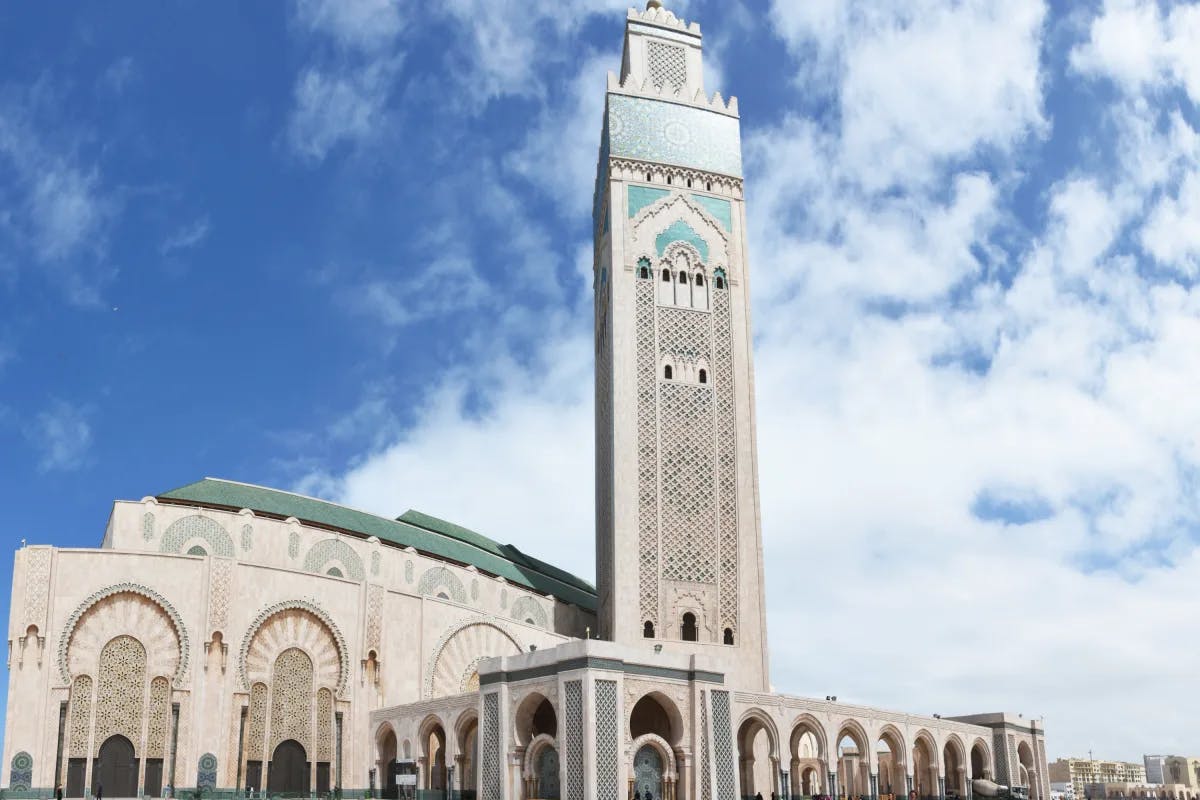 The Hassan II Mosque in Casablanca, Morocco, is one of the world's largest mosques.