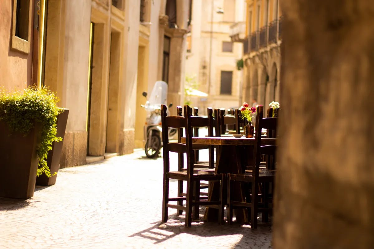 Table in outdoor alleyway