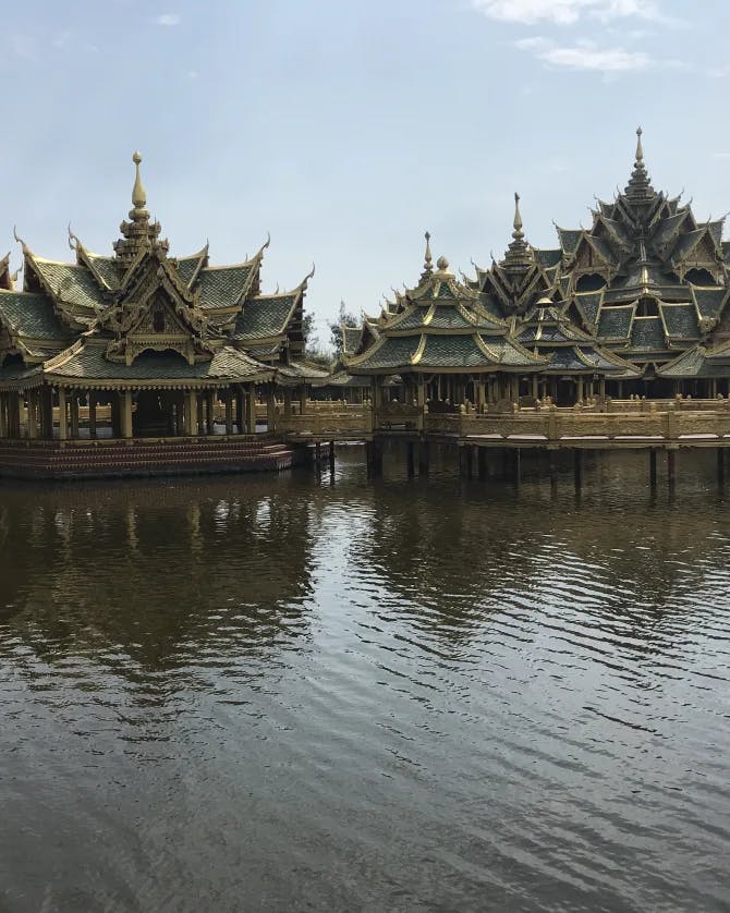 View of beautiful huts in the sea