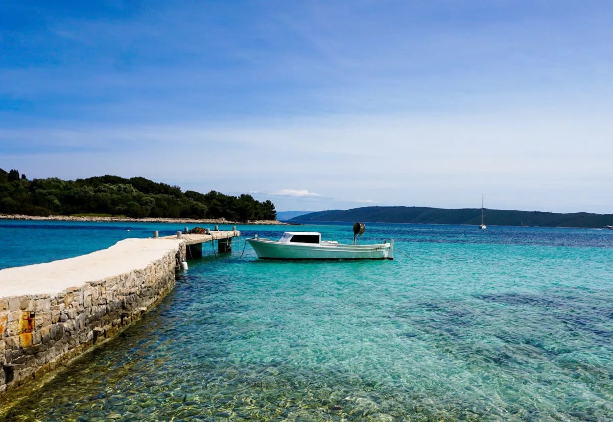 Water body with a boat. 