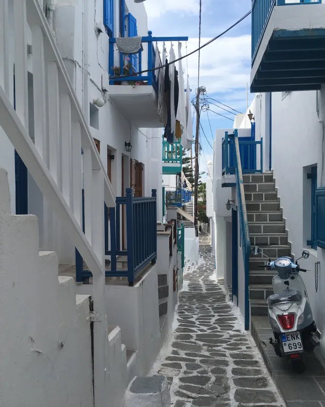 A beautiful view of Mykonos Alley