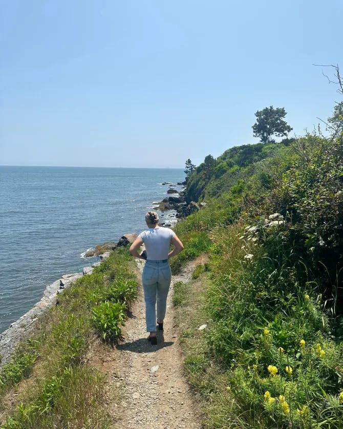 Walking on a trail by the sea