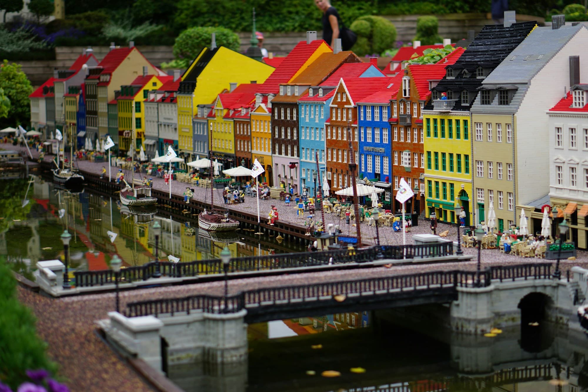 A row of colorful buildings in a theme park