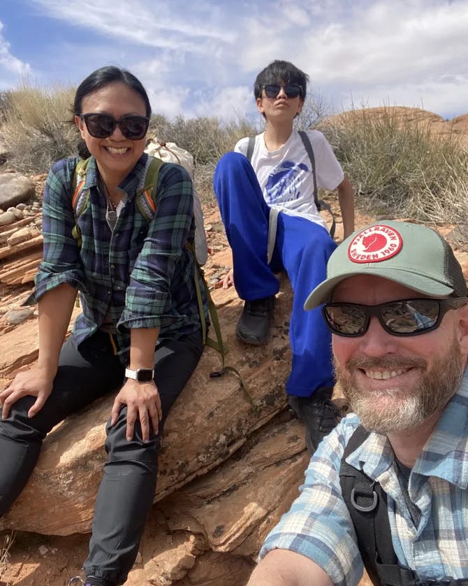 Family photo in a desert